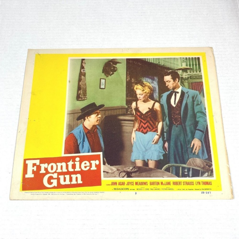 Frontier Gun 1958 Lobby Card Movie Posters Western John Agar Joyce Meadows